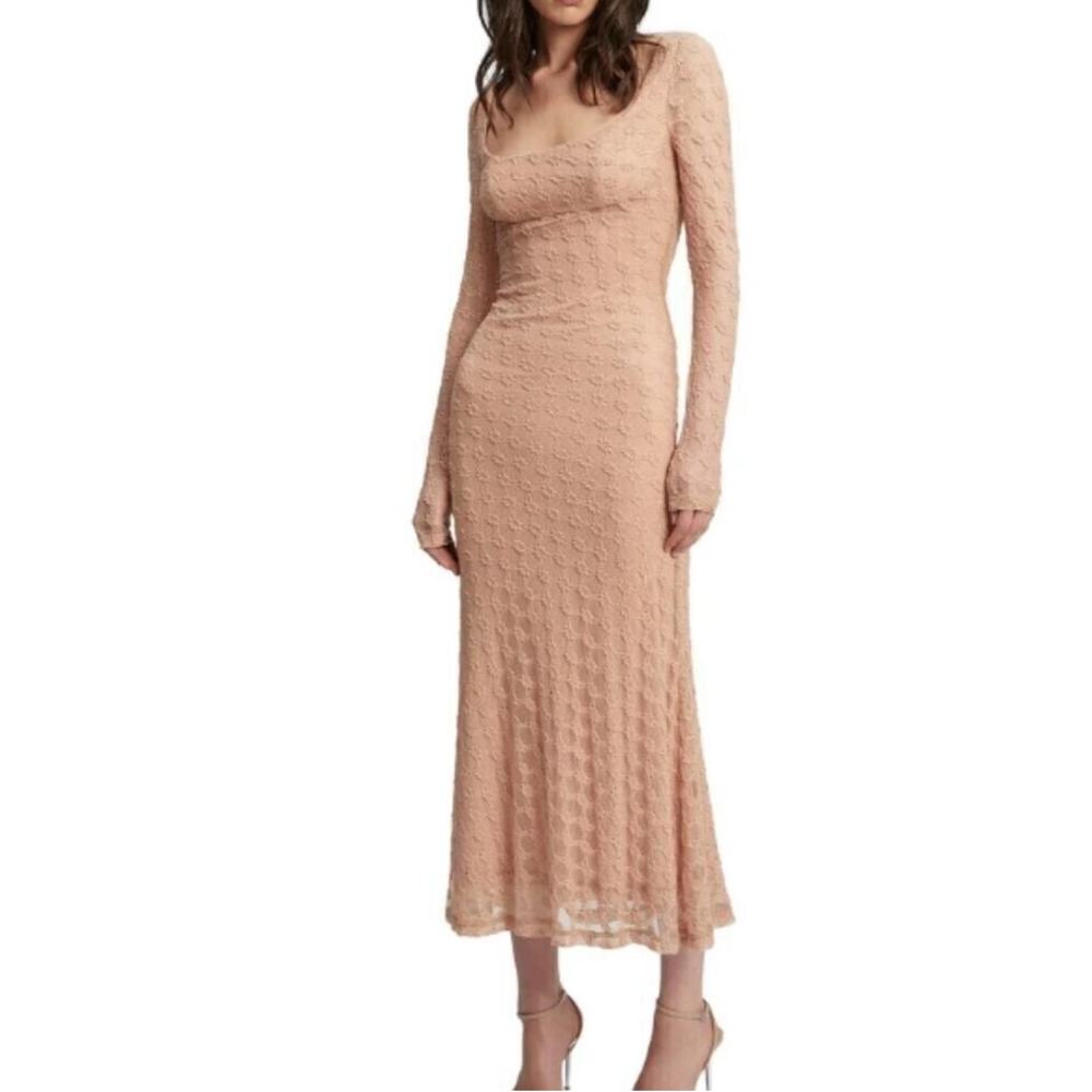 Bardot Women's Adoni Lace Long Sleeve Midi Sheath Cocktail Dress Beige Size 10